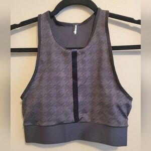 Ultracor Women's Houndstooth Sports Bra Workout Top in Black and Charcoal Size S